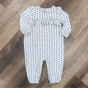 Gap White Black Romper Stars Warm Outfit Ruffle 6-12m